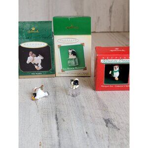 Hallmark ice buddies penguin polar bear‎ miniature ornament Xmas set